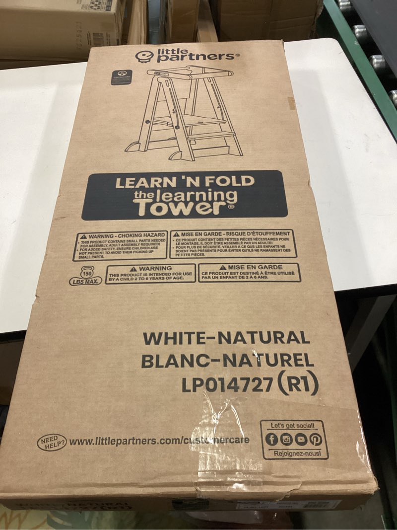 Condition photo showing New/Like New for Little Partners® Learn 'N Fold™ Learning Tower® Folding Learning Tower for Kitchen, Toddler Learning Tower - Folding Step Stool for Kids, Toddler Kitchen Helper Stool - Ages 2 to 6 Years (Soft White)