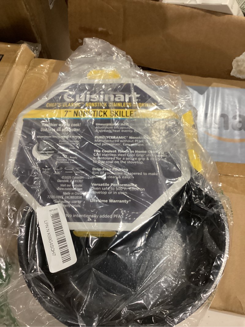 cuisinart chef's classic 7" stainless steel nonstick skillet engineered with purelyceramic™, 722c-18ns