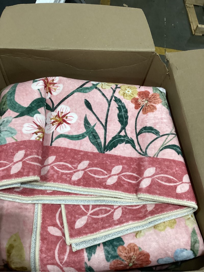 Condition photo showing As Is for wonnitar 8x10 washable area rug, pink floral rug for girls bedroom, boho botanical large carpet for living room, non slip cute nursery rug, farmhouse kids playroom decor (8x10 pink) 8' x 10' (rectangular) pink