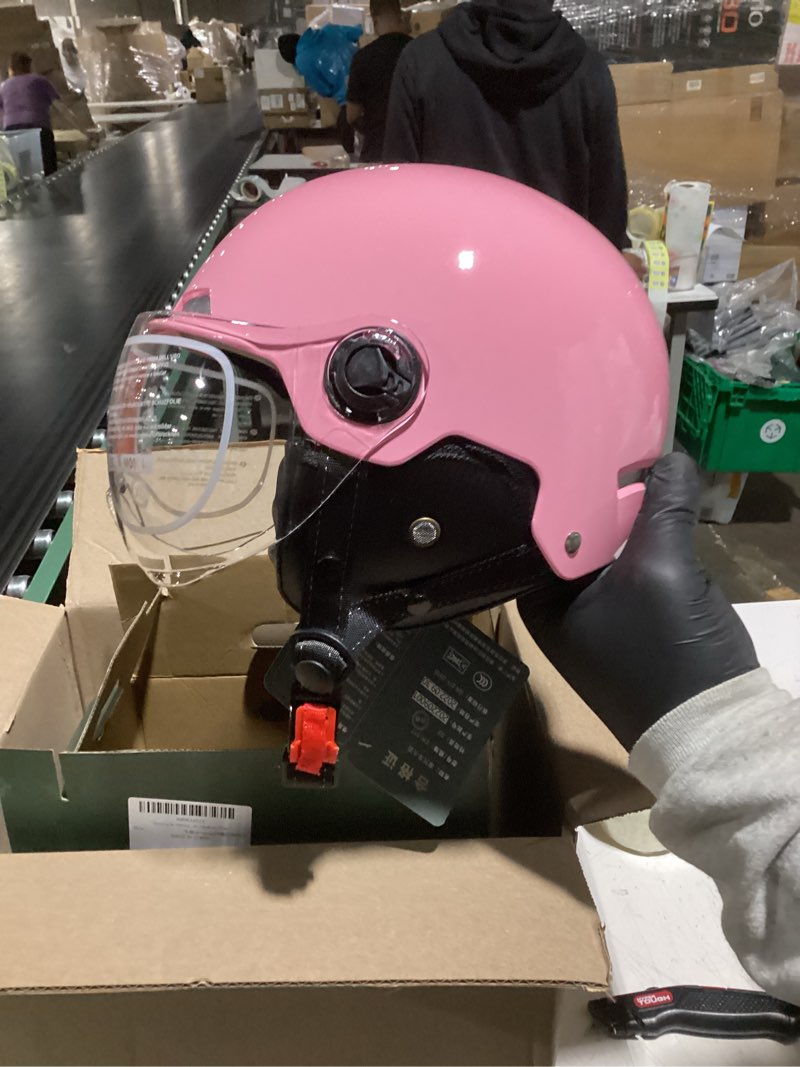 Condition photo showing Good Condition for Motorcycle Helmet for Adults Half Helmet with Windproof Mask for Cruiser , Road Bikes, Electric Bikes, Scooter Cool Helmet for Men and Women,DOT Approved Medium PINK