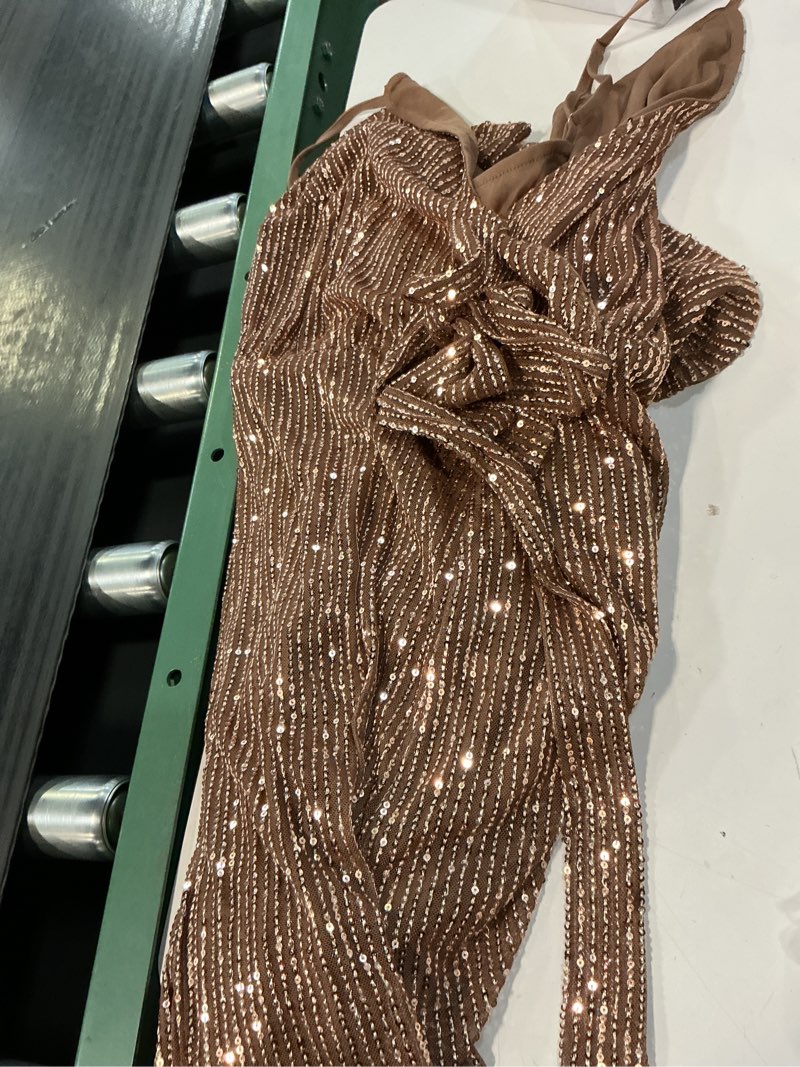 Condition photo showing Good Condition for bffbaby womens sexy sequin rhinestone romper long sleeves mesh see through jumpsuit clubwear bodysuit