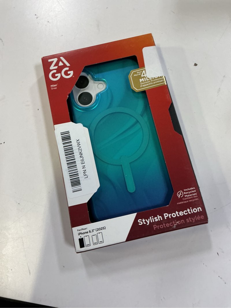 Condition photo showing New/Like New for zagg milan snap case for iphone 17 - deep aurora, graphene strengthened phone case with drop protection (13ft/4m), textured edges & sparkle design, magsafe charging compatible iphone 17 deep aurora