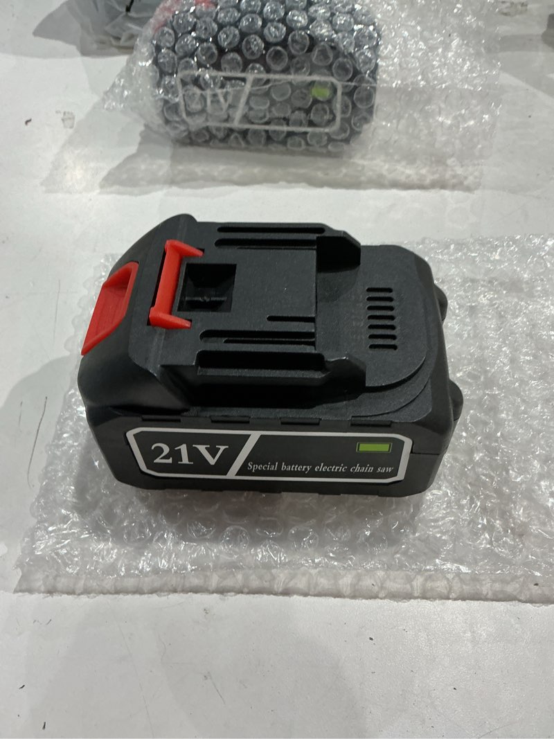 Condition photo showing As Is for 2 pcs not exact similar to mini chainsaw battery, 21v lithium battery - 4.0 ah battery with electric quantity display, include charger adapter, suitable for cordless power tools