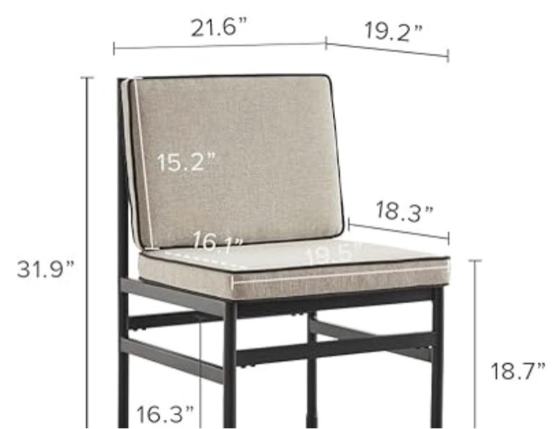 mopio Odelia Patio Chairs , Outdoor Chair with Removable Cushions and Rust Free Metal Frame, Conversation Sets for Front Porch, Balcony, Apartments, Yard, Bistro (1 piece ) 