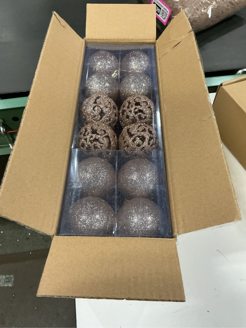 Condition photo showing New/Like New for 102pcs assorted rose gold christmas ornaments,shatterproof plastic christmas ball tree ornaments set for tree decorations