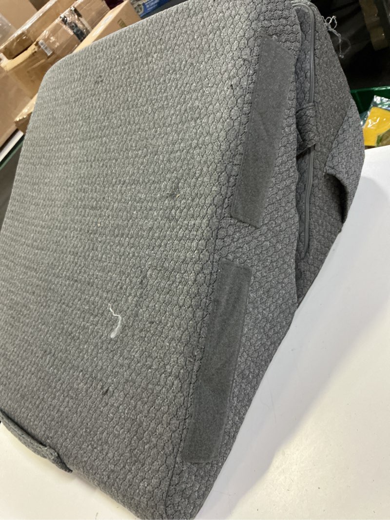 Condition photo showing As Is for (incomplete )orthopedic bed wedge pillow set 3pcs, adjustable memory foam, pillow wedge for post surgery, back pain relief, triangle pillows for acid reflux, snoring, gerd, dark grey
