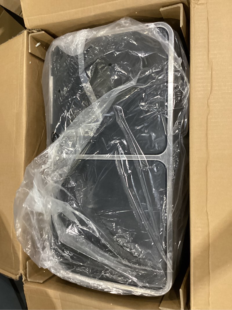 Condition photo showing As Is for songmics trash can, 2 x 8 gallon (2 x 30 l) garbage can for kitchen, with 15 trash bags, 2 compartments, plastic inner buckets and hinged lids, airtight, silver and black ultb60nl version 1 silver + black