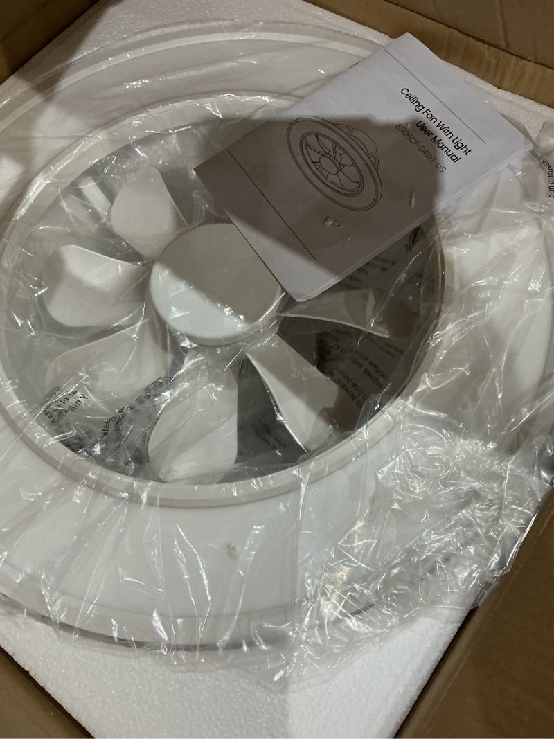 Condition photo showing Good Condition for 20'' rgb ceiling fans with lights and remote, low profile ceiling fans, 3000-6000k dimmable modern flush mount led fan light, bladeless fandelier ceiling fan for bedroom, living room, white