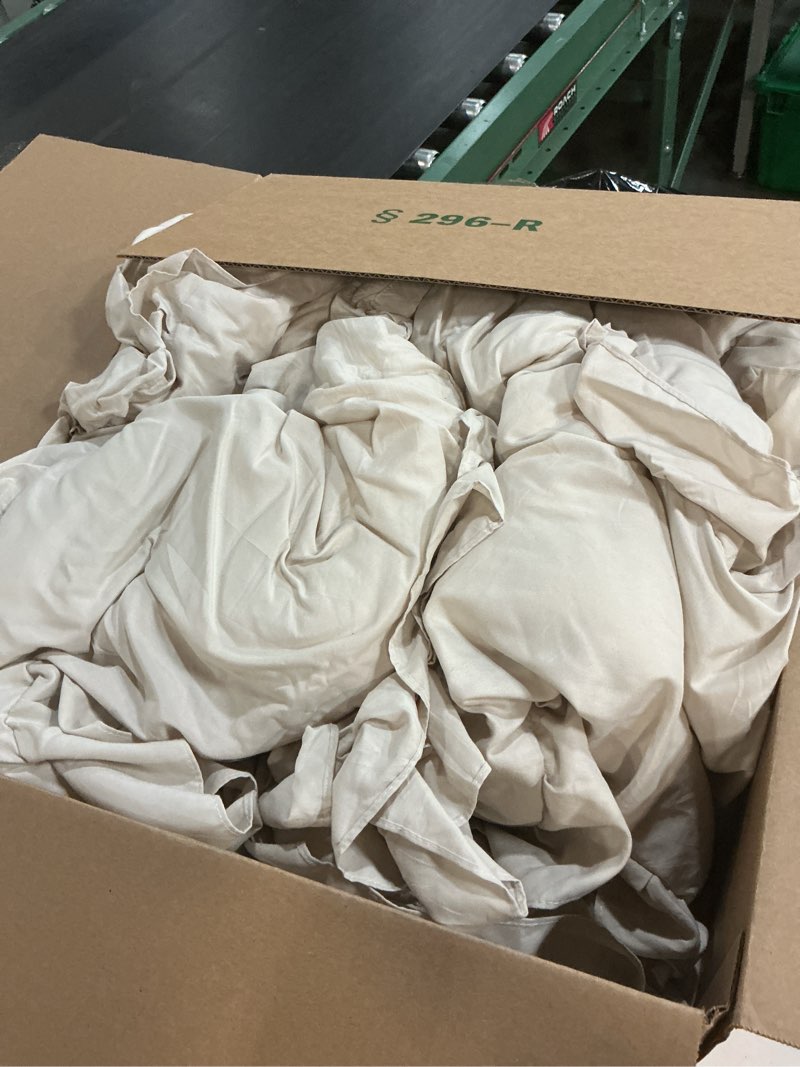 Condition photo showing Good Condition for andency beige comforter set queen size, 3 pieces shabby chic ruffle bedding comforter sets for queen bed, lightweight fluffy soft microfiber farmhouse comforter set beige queen (90"x90")