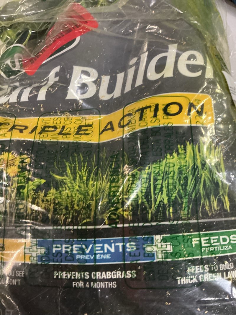 Condition photo showing As Is for scotts turf builder triple action1 - weed control, lawn weed killer, crabgrass preventer, and grass fertilizer for lawns, covers 4,000 sq. ft., 11.31 lb.