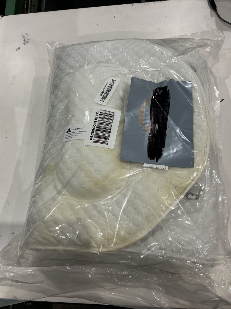 Condition photo showing As Is for full body bath pillow for bathtub, thick soft tub cushion with non-slip suction cups dual hooks, luxury spa pillow for neck back and hip support, 55" x 18" white