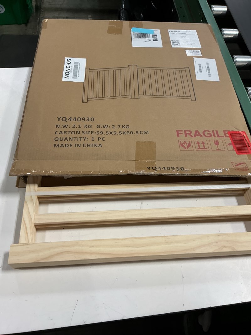 Condition photo showing New/Like New for yocan paint-free wood freestanding pet gate for dogs,wooden dog gates for doorways, stairs,the house, dog fences indoor puppy gate-2 panel h:23” ?2 panels?23.6"h