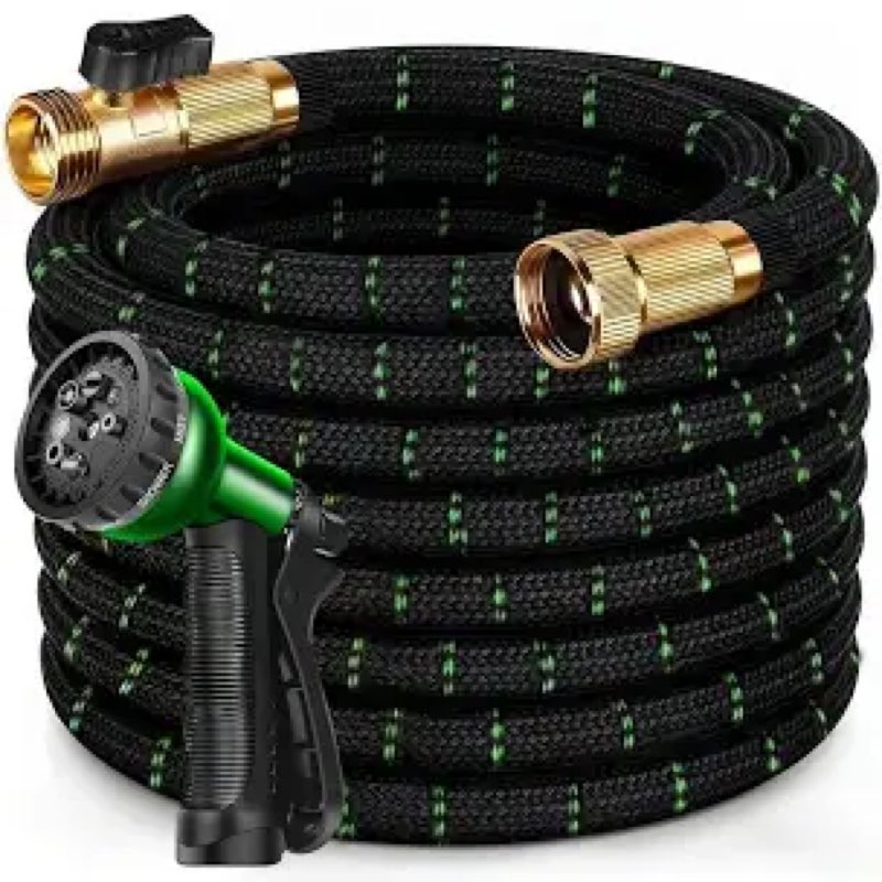 expandable garden hose 75 ft with 10 function spray nozzle, flexible, kink free, leak-proof, ultra l