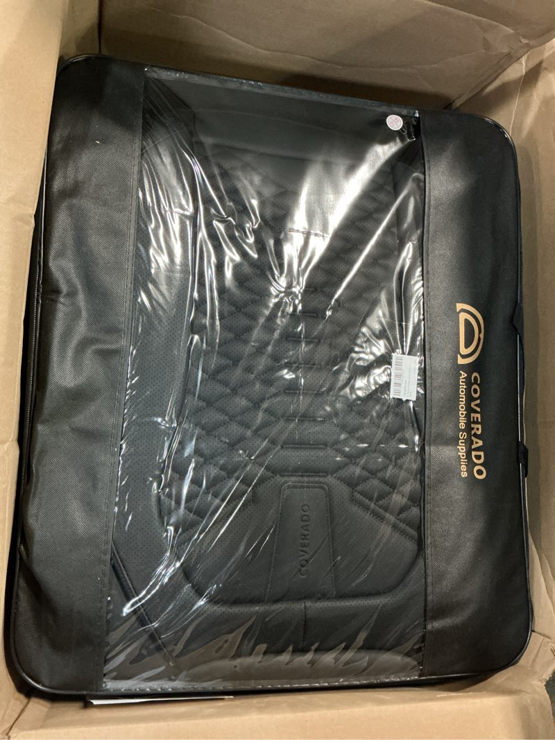 Condition photo showing New/Like New for coverado leather seat covers, car seat covers full set, black seat covers for cars, car seat protector waterproof, car seat covers front seats and back universal fit for most cars black fullset