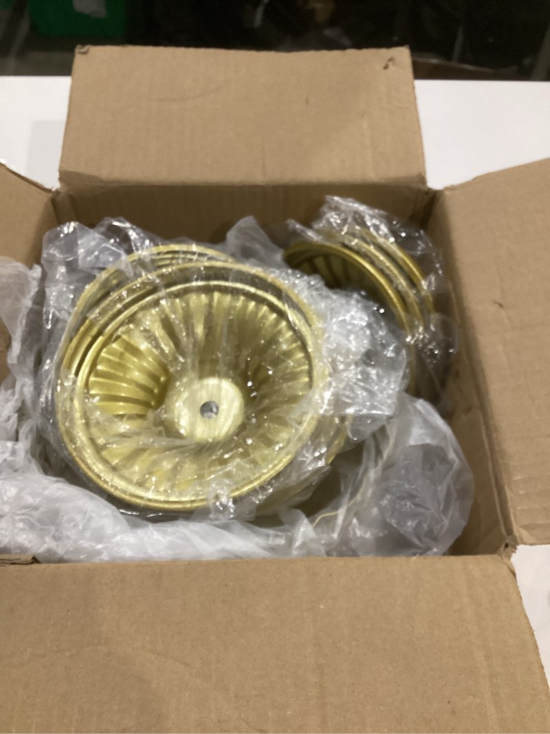 Condition photo showing Good Condition for 8 pcs compote bowl gold vase for centerpieces 7" w x 4" h small metal pedestal vase antique gold urn vases flower arrangement for wedding anniversary parties and home decor