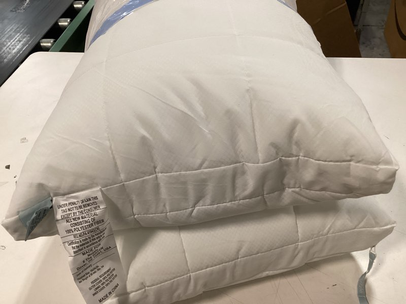 Condition photo showing As Is for Nuzzle Cooling Adjustable Pillow for Side Sleepers, Luxury Standard Size Set of 2 Bed Pillow Hotel Collection - Best Adjust Height Soft Firm Pillow for Back, Stomach or Side Sleepers - Home Gifts Standard SIze (Set of 2) White