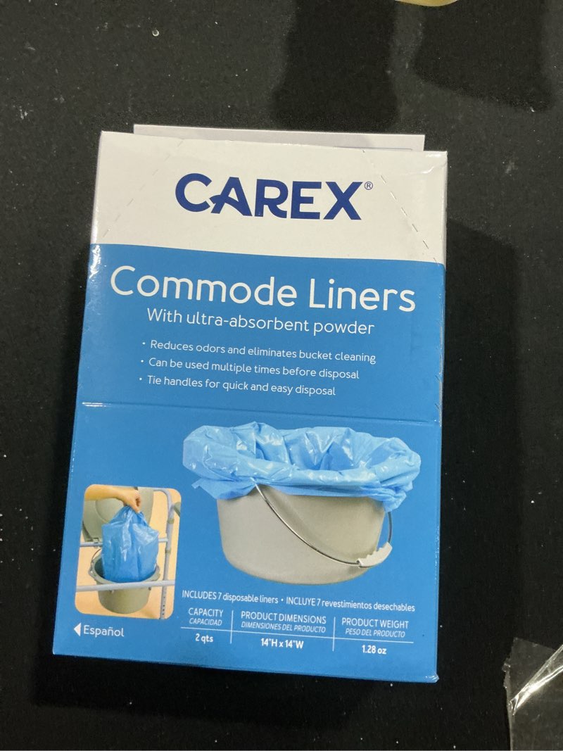 carex commode liners, toilet seat cover, fits most commodes, toilet liners and paper cover with absorbent powder, disposable and hygienic travel essentials for public restrooms