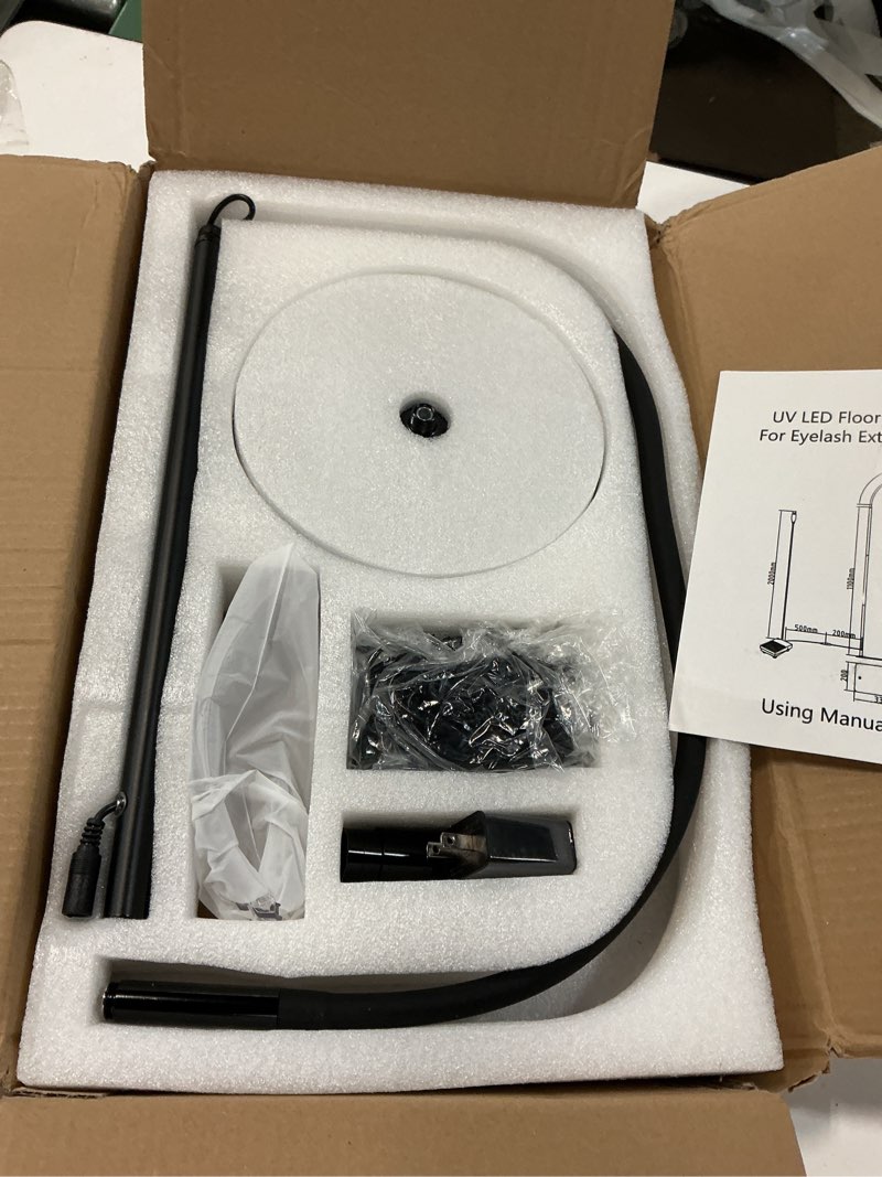 Condition photo showing Good Condition for mysweety uv lash light for light curing uv eyelash glue, 5w led eyelash extensions nail tech glue lamp with foot pedal control, glue cured in 2-3 seconds, 10 eye patch+goggles, adjustable spot size
