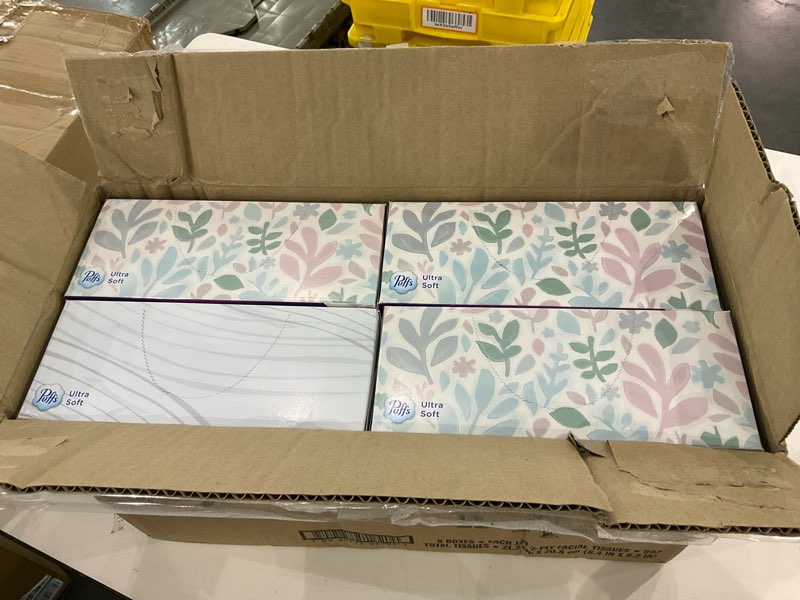 Puffs Ultra Soft Non-Lotion Facial Tissue, 8 Family Boxes, 124 Facial Tissues per Box