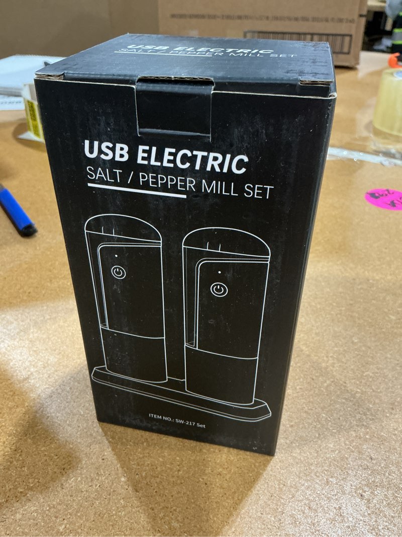 Condition photo showing New/Like New for electric salt and pepper grinder set: rechargeable salt and pepper shakers set electric for gravity spice grinders adjustable automatic peppercorns mills refillable shaker mill large capacity