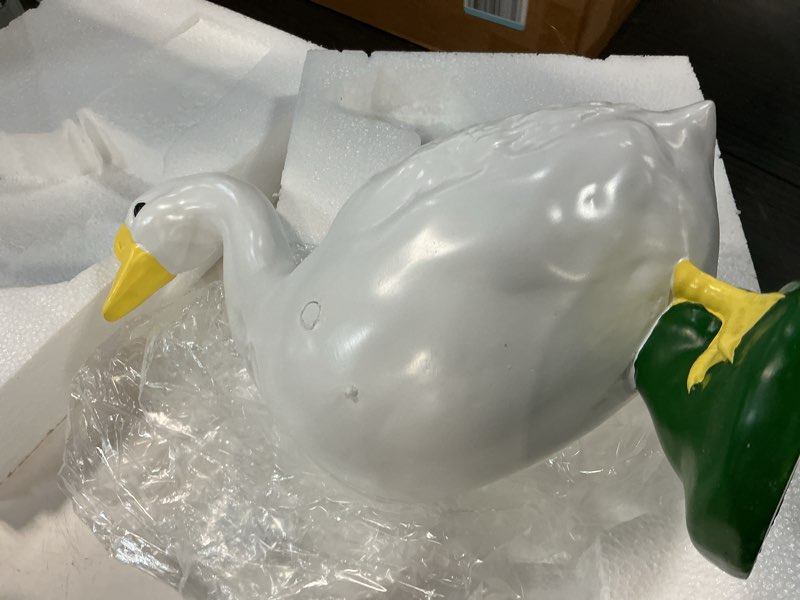 Condition photo showing Good Condition for 19" resin cement porch goose statue with magenetic wig for free new home gift outdoor garden decor lawn ornament, animal figurines for front yard front porch outside home decoration statue 19"