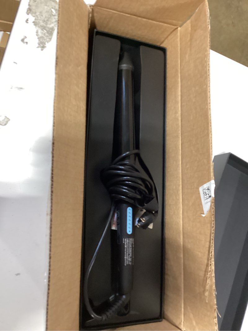 Condition photo showing As Is for bio ionic long barrel curling iron with moisture heat technology & nanoionic mx versatile curling wand - multiple barrel sizes for tight, classic, loose & soft curls 1.25 inch (loose curls) black
