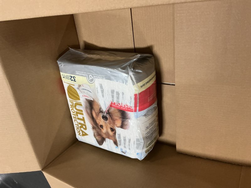 Condition photo showing Good Condition for Paw Inspired 32ct Disposable Dog Diapers | Female Dog Diapers Ultra Protection | Diapers for Dogs in Heat, Excitable Urination, or Incontinence (Medium Plus) Medium+ (32 Count)