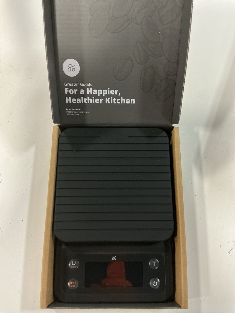 Condition photo showing New/Like New for greater goods 0.1g precision coffee scale with timer – 3kg digital scale for pour-over, espresso, french press, kitchen use (onyx black)