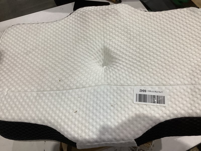 Condition photo showing As Is for Osteo Cervical Pillow for Neck Pain Relief, Hollow Design Odorless Memory Foam Pillows with Cooling Case, Adjustable Orthopedic Bed Pillow for Sleeping, Support for Side Back Sleepers Standard High(24.5*16.5*5.2/4.1 inches) Black