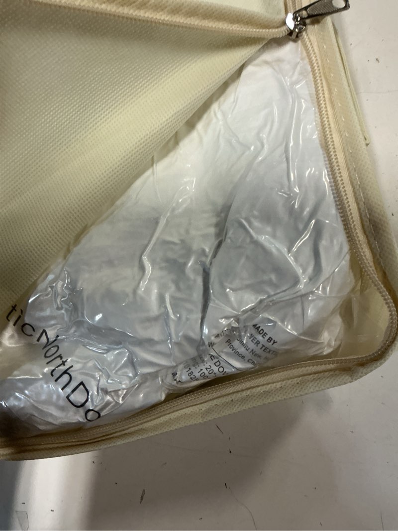 Condition photo showing New/Like New for King Size Goose Down Feather Hotel Collection Bed Pillows for Sleeping One Pillow for Back, Stomach or Side Sleepers Stripe White Color King (Pack of 1)