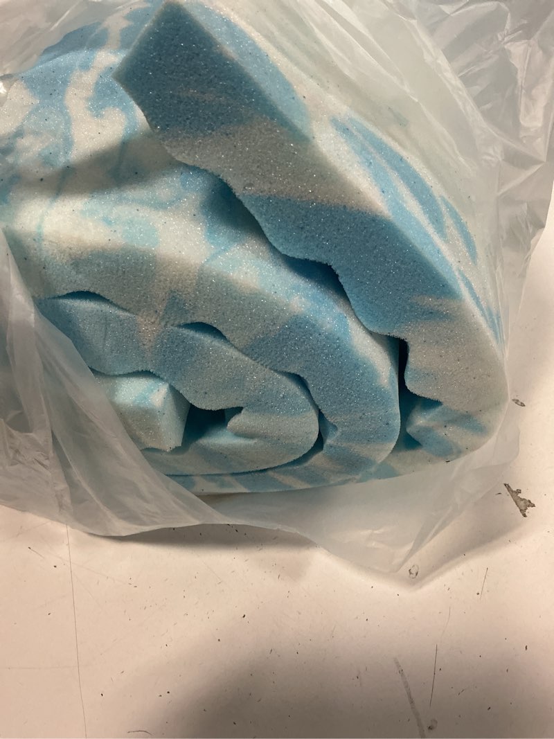 Condition photo showing As Is for SINWEEK 2 Inch Egg Crate Memory Foam Mattress Topper Twin Size, Soft Mattress Pad for Back Pain Relief, Bed Topper, CertiPUR-US Certified, Blue Twin 2 Inch Blue