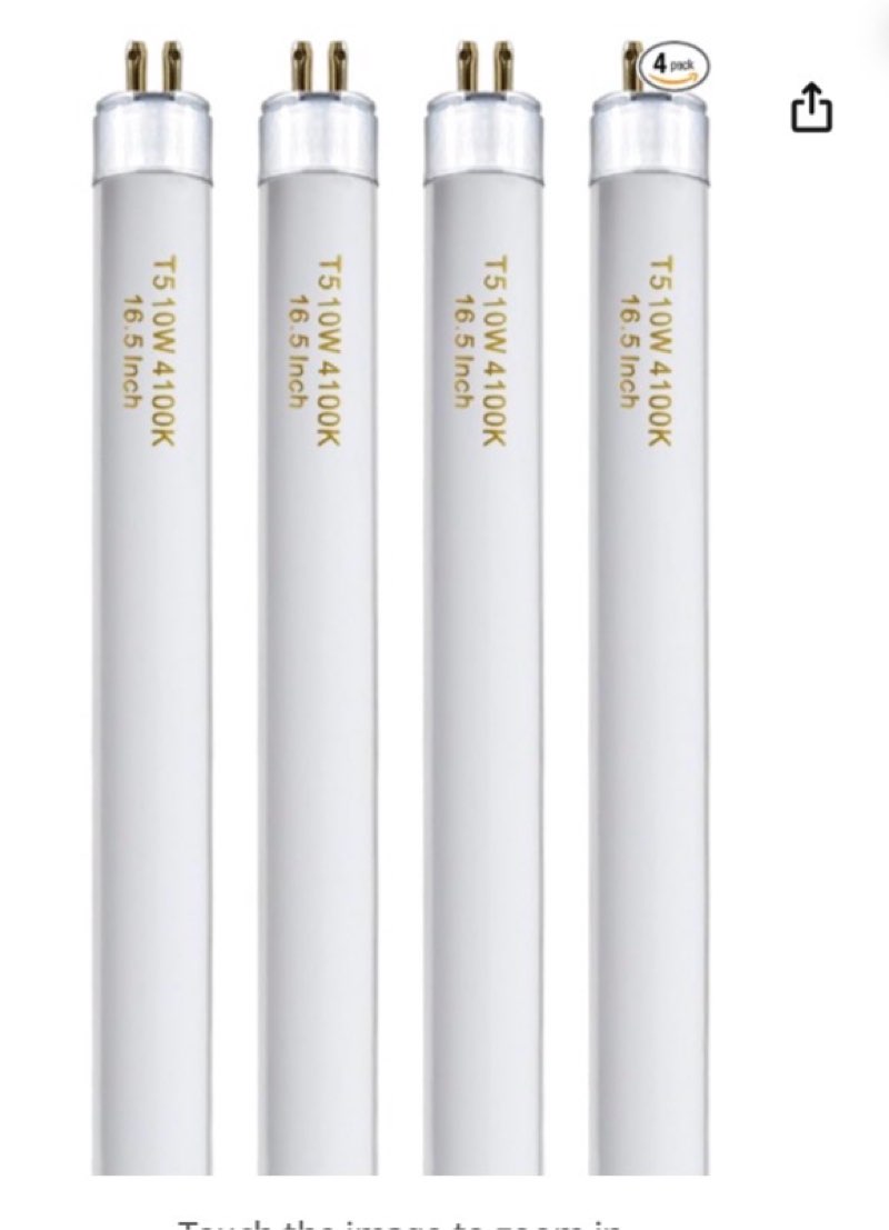 t5 10 watt f10t5/cw light bulb 16\" under cabinet lights cool white, t5 10w fluorescent bulb compatible with jasco,philips, sylvania lighting fixture, 900lm g5 base, 5pack