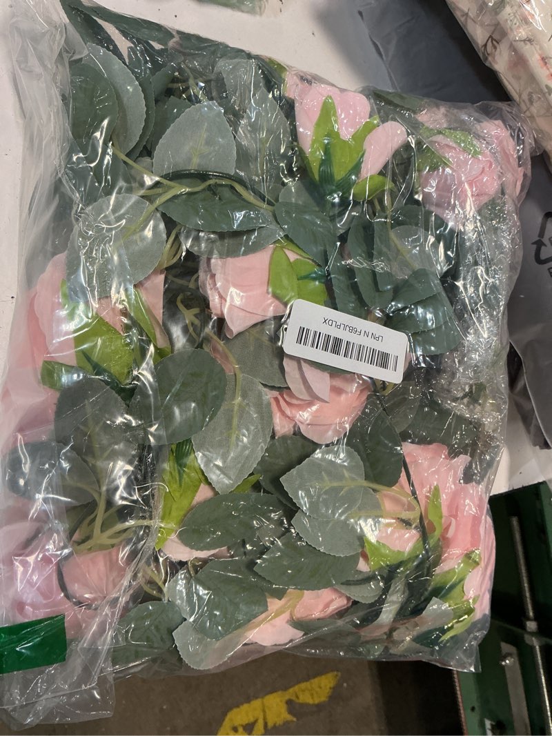 Condition photo showing Good Condition for teldrassil 4pcs(26 ft) artificial rose vine fake flower garland fake silk rose hanging vine for wedding party background arch garden background decoration (pink)