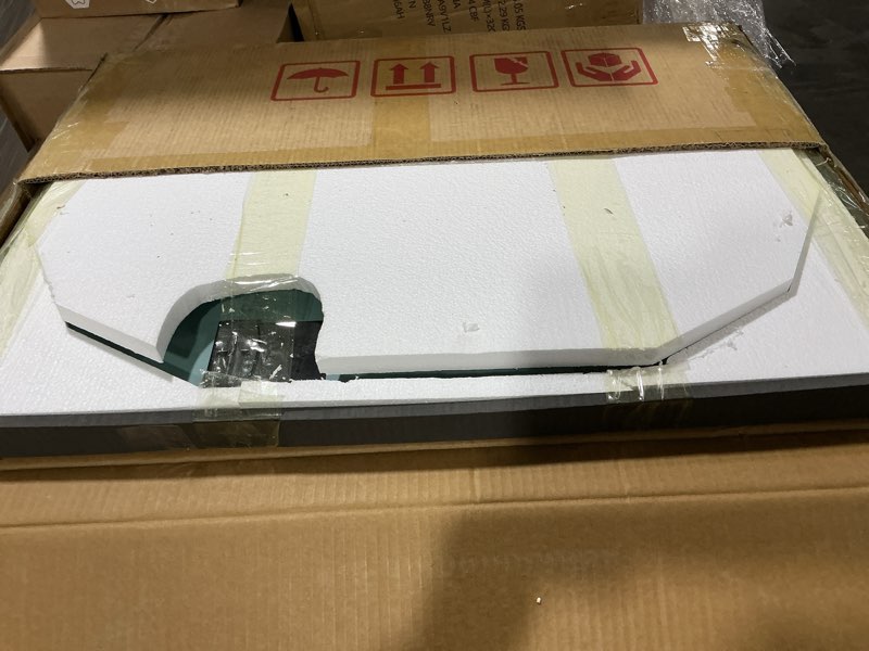 Condition photo showing As Is for 30x22 Inch Beveled Oval Bathroom Mirror, Frameless Copper-Free Silver Mirror, Modern Vanity Mirror, Decorative Wall Mirrors Over Sink for Restroom, Bedroom, Living Room, Bathroom, Entryway 30"L x 22"W