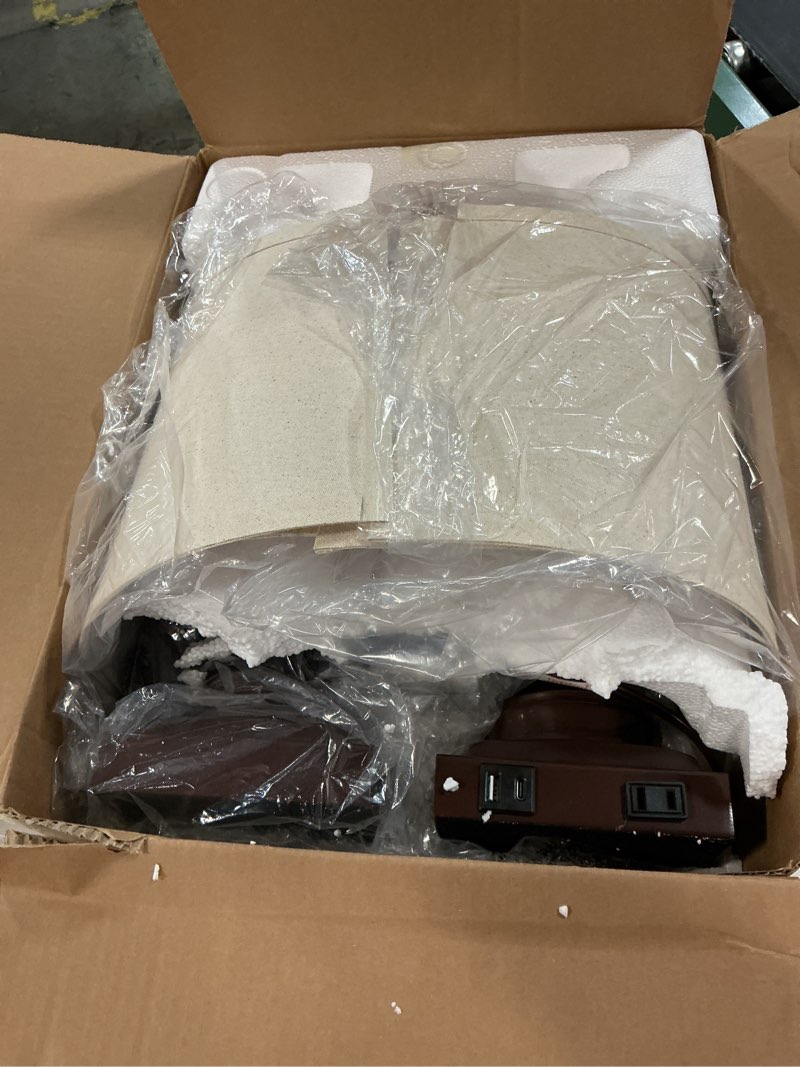 Condition photo showing Good Condition for 29" Tall Farmhouse Table Lamp for Living Room Set of 2,Vintage Retro Nightstand Lamps with USB C+A Ports & AC Outlet,3-Way Dimmable Touch Bedside Lamp for Bedroom Side Table,Dark Brown