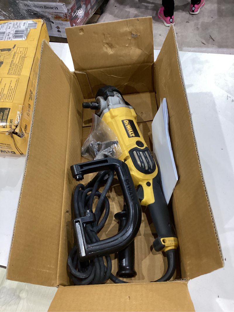 Condition photo showing As Is for dewalt buffer polisher, 7-in-9-in, 12 amp, variable speed dial 0-3,500 rpm’s, soft start corded car buffer (dwp849x)