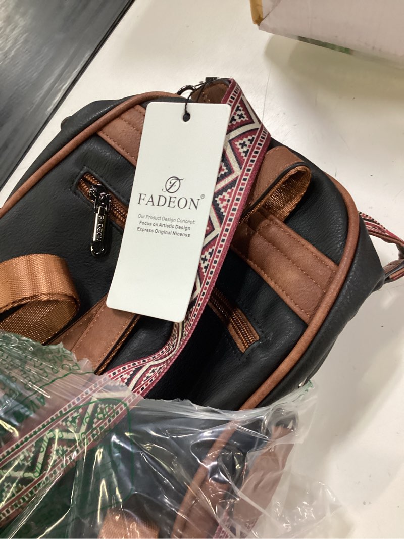 Condition photo showing New/Like New for fadeon mini backpack purse for women, designer leather cute roomly small backpacks, ladies shoulder backpack fashion handbag 2 beige with black brown retro style