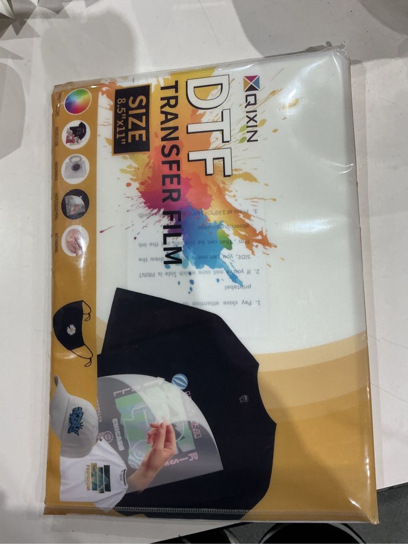 Condition photo showing New/Like New for 100 sheets dtf transfer film 8.5x11 inches, clear transfer paper & sublimation paper for inkjet printer, pet heat transfer paper direct print on t-shirts/textiles a4 100 sheets