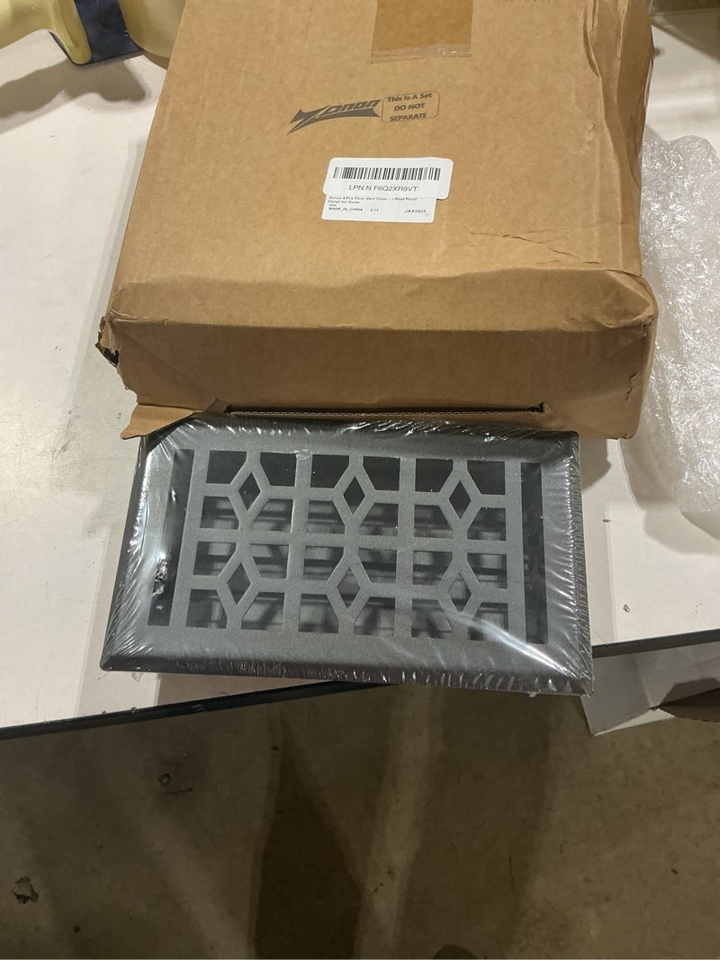 Condition photo showing Good Condition for zonon 4 pack 4 x 8 inch floor vent cover black heavy duty walkable floor register steel metal decorative air vent coverr with adjust air damper rust proof finish for home 4 x 8 inch black 4