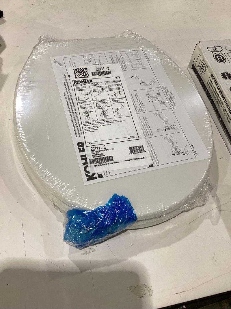 Condition photo showing New/Like New for KOHLER 20111-0 Brevia, Slow Close Toilet Seat, Round Toilet Seat, Grip-Tight Bumpers Quick-Attach Hardware, White White Round Quiet-Close