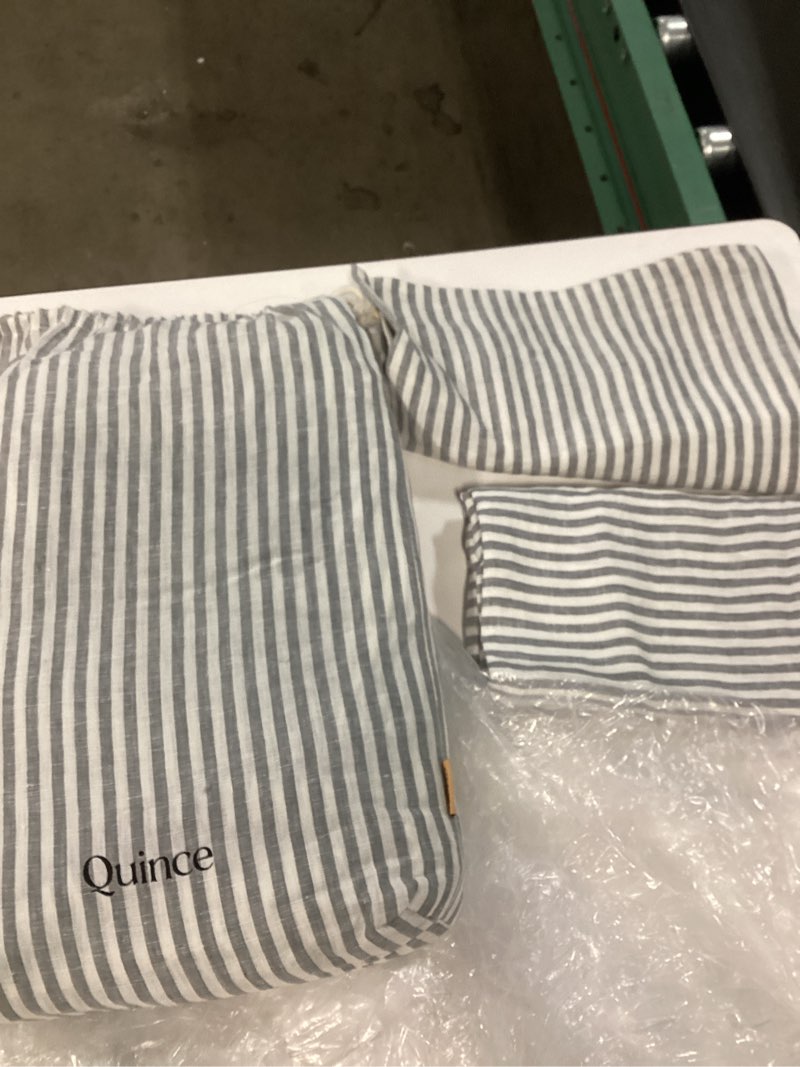 Condition photo showing New/Like New for european linen duvet cover set, full/queen, grey/white stripe