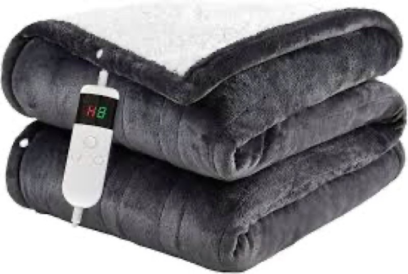 qieryun heated blanket electric throw, soft flannel heating blanket with 8 hours auto off 10 fast he