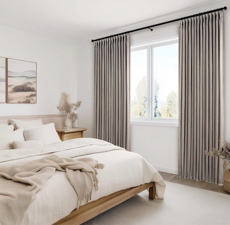 Topfinel 96 Inches Long Pinch Pleated Semi Sheer Curtains,Burlywood Blended Light Filtering Window Curtains 96 Length for Living Room Bedroom Pinch Pleat Drapes with Hooks 1 Panels 72\" Wx96 L Burlywood 72\"W x 96\"L (Pack of 1)