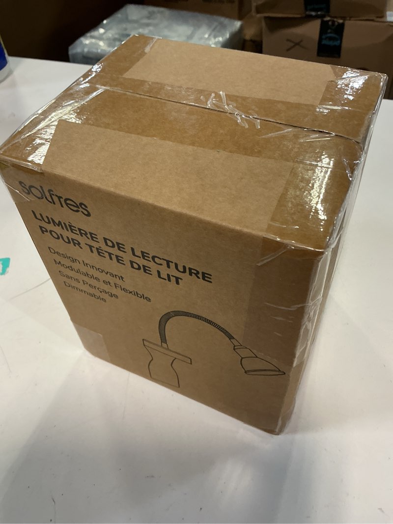 Condition photo showing New/Like New for Solfres Patented Innovative Design Headboard Reading Light. No Drilling Golden Book Light for Bedtime Reading. Dimmable LED Book Reading Lamp with Bulb. Movable & Flexible, Black Black M