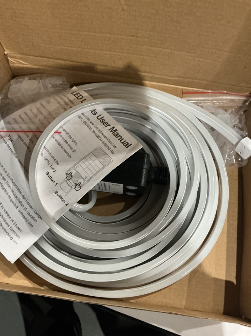 Condition photo showing Good Condition for DBFAIRY 33Ft LED Neon Rope Lights, 24V Dimmable LED Strip Lights DIY Flexible Silicone Waterproof Neon Strip Lights for Bedroom Gaming Bedroom Outdoor Decor (Cool White) Cool White-33Ft