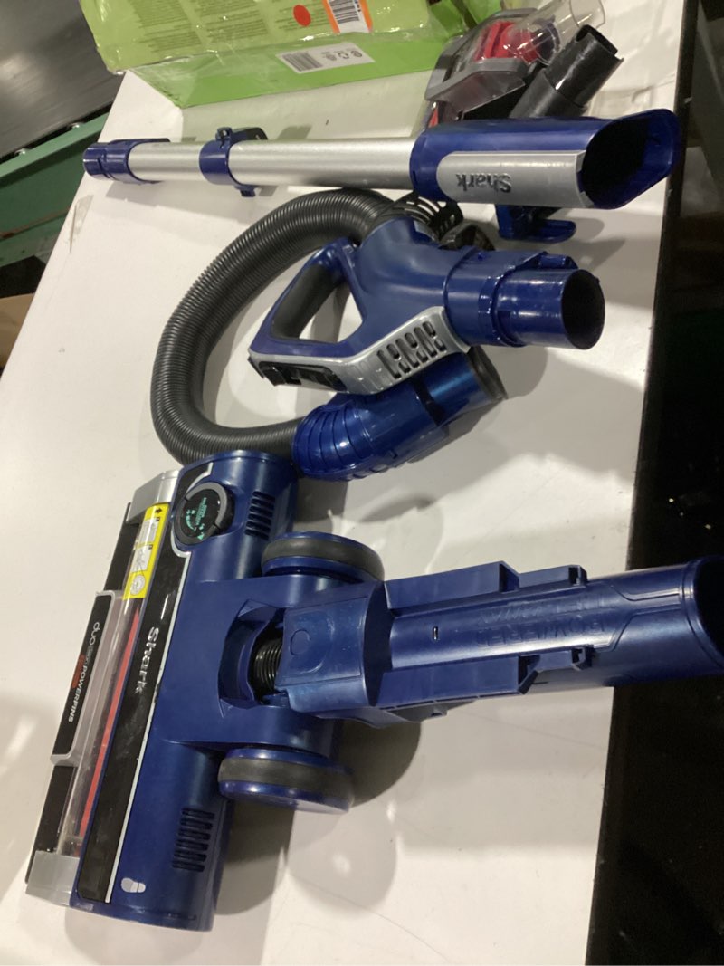 Condition photo showing As Is for Shark Upright Vacuum, Stratos with DuoClean PowerFins, HairPro, Powered Lift-Away, Self-Cleaning Brushroll, & Odor Neutralizer Technology, Navy, AZ3002 DuoClean w/ Odor Neutralizer