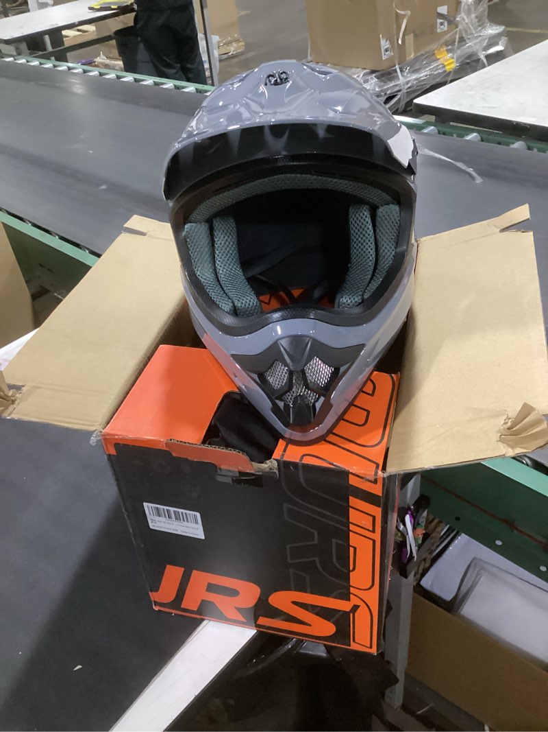 Condition photo showing Good Condition for OUMURS Adult ATV Dirt Bike Helmet with Goggles Gloves & Mask Adjustable Sun Visor Motorcycle Adult Helmet Off-Road Motocross Downhill Moped MX for Unisex-Adult-Gray, XL Gray X-Large