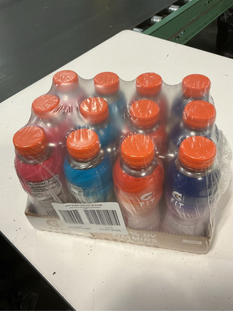 Condition photo showing Good Condition for ( BB/0107/2026) Gatorade Fit Electrolyte Beverage  Healthy Real Hydration  New 2.0 4 Flavor Variety Pack  16.9.oz Bottles (12 Pack)