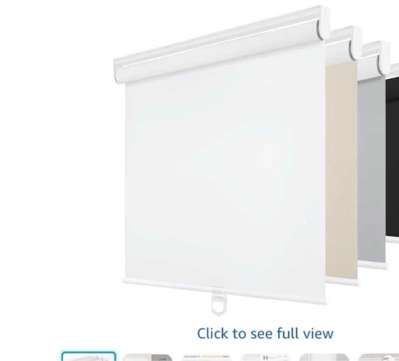 ChrisDowa Cordless Blackout Roller Shades for Windows, Thermal Insulated UV Protection Pull Down Shades, Total Blackout Window Blinds for Home, Office, Bedroom, Door (22" W x 72" H, White)