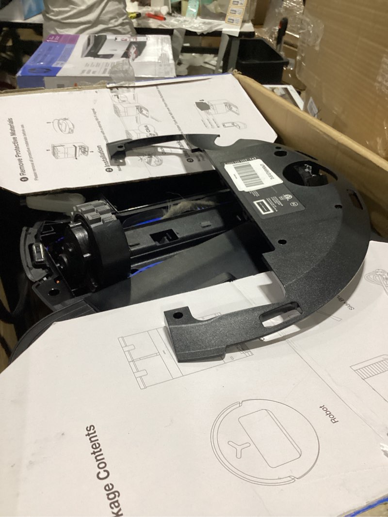 Condition photo showing As Is for ecovacs deebot t50 pro omni robot vacuum and mop, 3.19” ultra-slim, 15,000pa suction, zerotangle 2.0, truedge edge cleaning, aivi 3d obstacle avoidance, auto mop wash & dry, self-emptying black